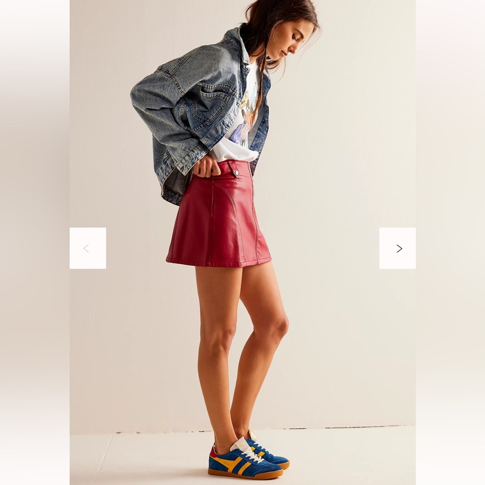 NWT We The Free Runaway Vegan Leather Mini Skirt